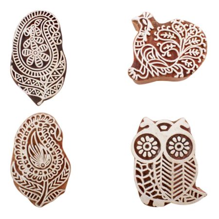 Set of 4 Piece New Mix Wooden Printing Block
